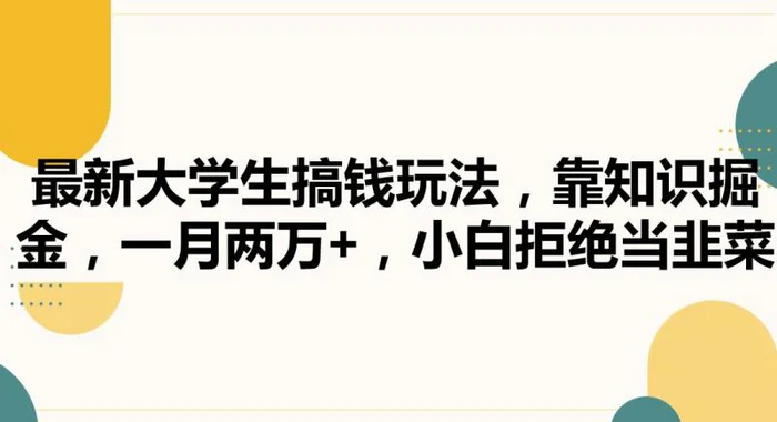 图片[1]-最新大学生搞钱玩法，靠知识掘金，一月两万+，小白拒绝当韭菜【揭秘】-蛙蛙资源网