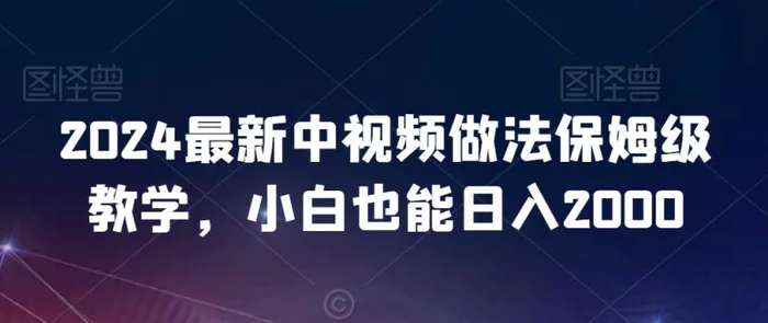 图片[1]-2024最新中视频做法保姆级教学，小白也能日入2000【揭秘】-蛙蛙资源网