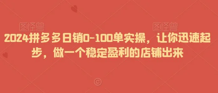 图片[1]-2024拼多多日销0-100单实操，让你迅速起步，做一个稳定盈利的店铺出来-蛙蛙资源网