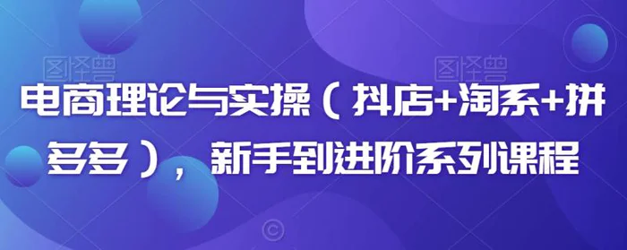 图片[1]-电商理论与实操（抖店+淘系+拼多多），新手到进阶系列课程-蛙蛙资源网