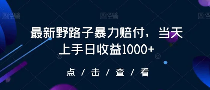 图片[1]-最新野路子暴力赔付，当天上手日收益1000+【仅揭秘】-蛙蛙资源网