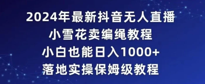 图片[1]-2024年抖音最新无人直播小雪花卖编绳项目，小白也能日入1000+落地实操保姆级教程【揭秘】-蛙蛙资源网