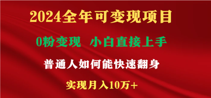 图片[1]-（9045期）2024全年可变现项目，一天收益至少2000+，小白上手快，普通人就要利用互…-蛙蛙资源网