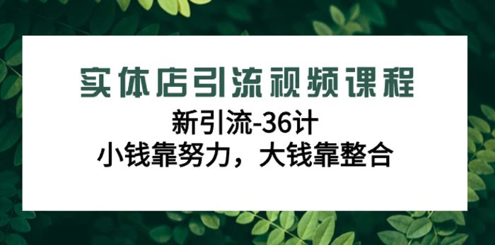 图片[1]-（9048期）实体店引流视频课程，新引流-36计，小钱靠努力，大钱靠整合（48节-无水印）-蛙蛙资源网