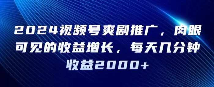 图片[1]-2024视频号爽剧推广，肉眼可见的收益增长，每天几分钟收益2000+-蛙蛙资源网