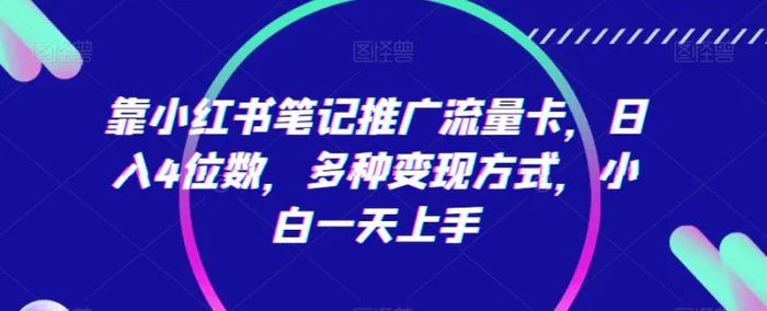 图片[1]-靠小红书笔记推广流量卡，日入4位数，多种变现方式，小白一天上手-蛙蛙资源网