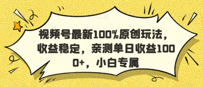 图片[1]-视频号最新100%原创玩法，收益稳定，亲测单日收益1000+，小白专属-蛙蛙资源网