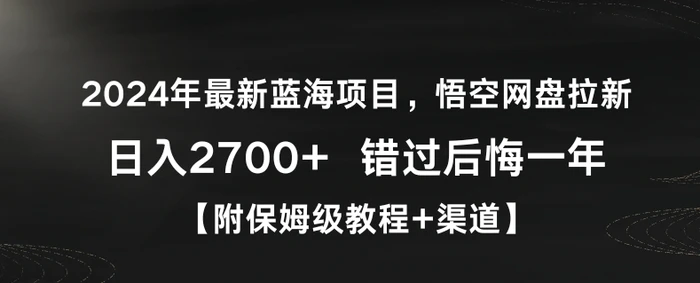 图片[1]-2024年最新蓝海项目，悟空网盘拉新，日入2700+错过后悔一年【附保姆级教程+渠道】-蛙蛙资源网