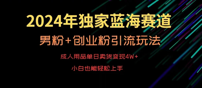 图片[1]-2024年独家蓝海赛道，成人用品单日卖货变现4W+，男粉+创业粉引流玩法，不愁搞不到流量-蛙蛙资源网