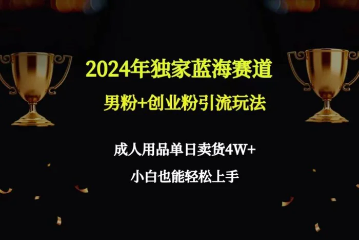 图片[1]-（9111期）2024年独家蓝海赛道男粉+创业粉引流玩法，成人用品单日卖货4W+保姆教程-蛙蛙资源网