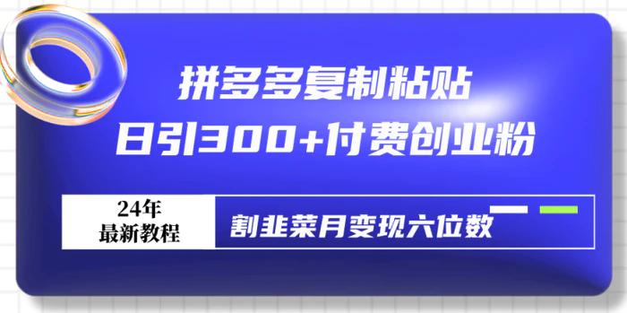 图片[1]-（9129期）拼多多复制粘贴日引300+付费创业粉，割韭菜月变现六位数最新教程！-蛙蛙资源网