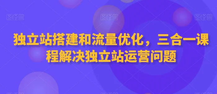 图片[1]-独立站搭建和流量优化，三合一课程解决独立站运营问题-蛙蛙资源网