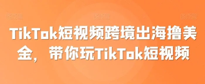 图片[1]-TikTok短视频跨境出海撸美金，带你玩TikTok短视频-蛙蛙资源网