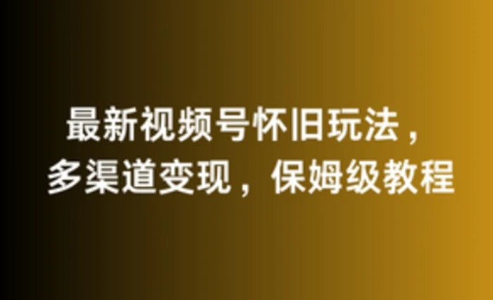 最新视频号怀旧玩法，多渠道变现，保姆级教程