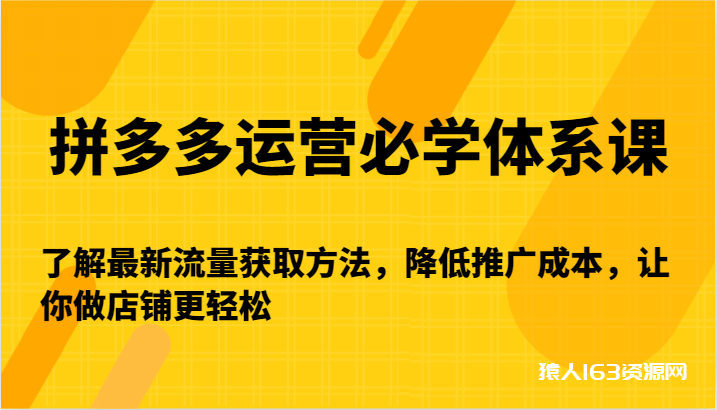 图片[1]-拼多多运营必学体系课-了解最新流量获取方法，降低推广成本，让你做店铺更轻松-蛙蛙资源网