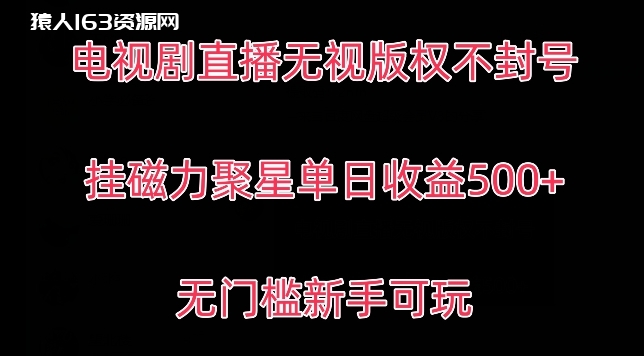 电视剧直播无视版权不封号，挂磁力聚星单日收益500+,无门槛新手可玩