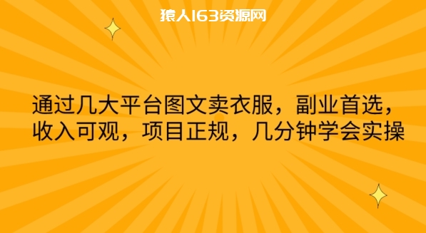 图片[1]-通过几大平台图文卖衣服，副业首选，收入可观，项目正规，几分钟学会实操-蛙蛙资源网