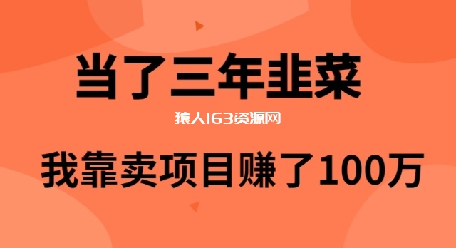 图片[1]-（10149期）当了3年韭菜，我靠卖项目赚了100万-蛙蛙资源网