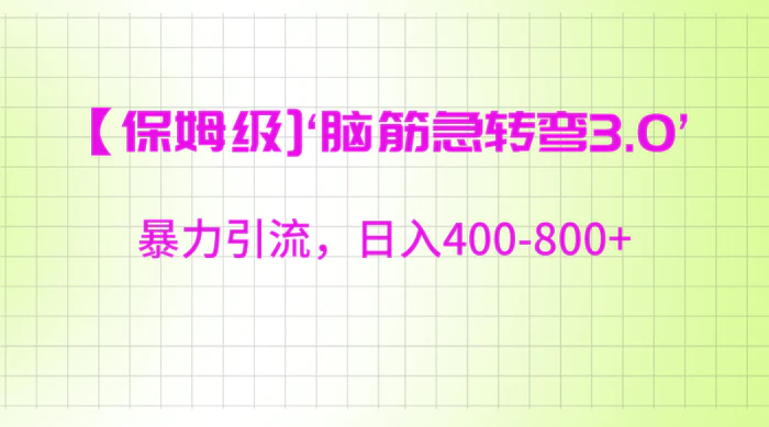 图片[1]-【保姆级】‘脑筋急转去3.0’暴力引流、日入400-800+-蛙蛙资源网