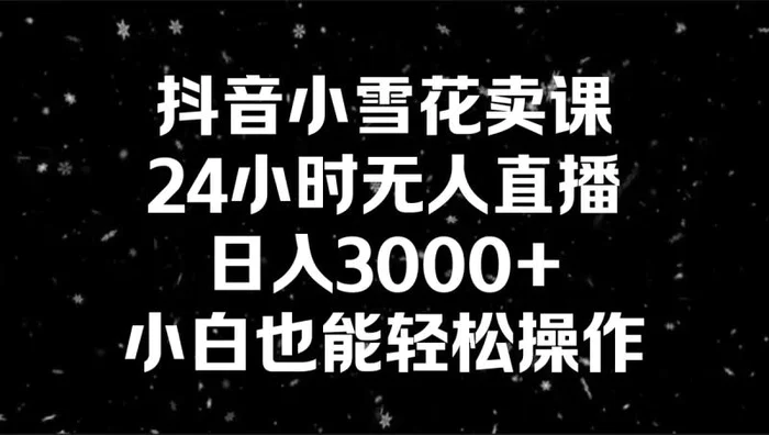 图片[1]-（8695期）抖音小雪花卖课，24小时无人直播，日入3000+，小白也能轻松操作-蛙蛙资源网