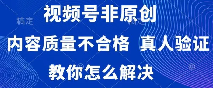 图片[1]-视频号非原创，内容质量不合格，真人验证，违规怎么解决【揭秘】-蛙蛙资源网