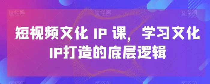 图片[1]-短视频文化IP课，学习文化IP打造的底层逻辑（21节课）-蛙蛙资源网