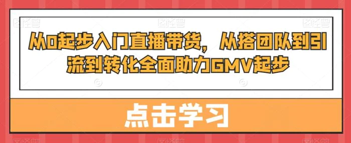 图片[1]-从0起步入门直播带货，​从搭团队到引流到转化全面助力GMV起步-蛙蛙资源网