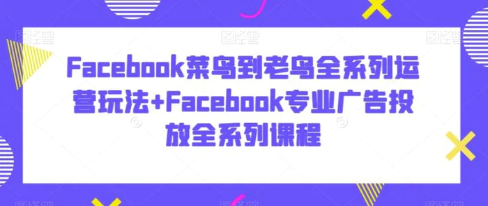 图片[1]-Facebook菜鸟到老鸟全系列运营玩法+Facebook专业广告投放全系列课程-蛙蛙资源网