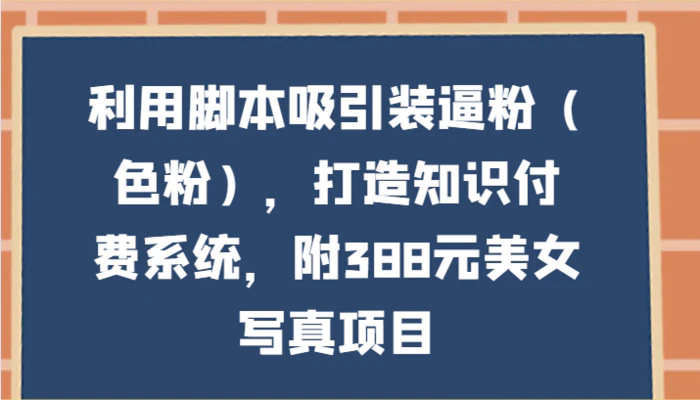 图片[1]-利用脚本吸引装逼粉（色粉），打造知识付费系统，附388元美女写真项目-蛙蛙资源网