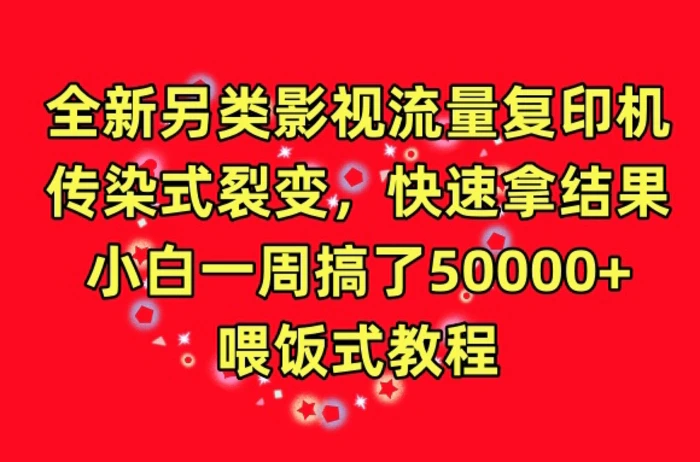 图片[1]-全新另类影视流量复印机，传染式裂变，快速拿结果，小白一周搞了50000+，喂饭式教程-蛙蛙资源网