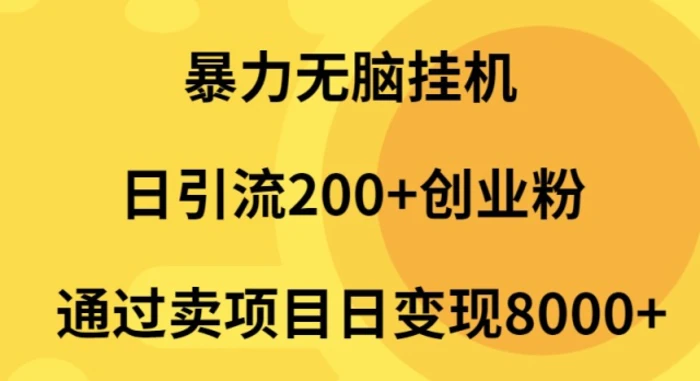 图片[1]-（9788期）暴力无脑挂机日引流200+创业粉通过卖项目日变现2000+-蛙蛙资源网