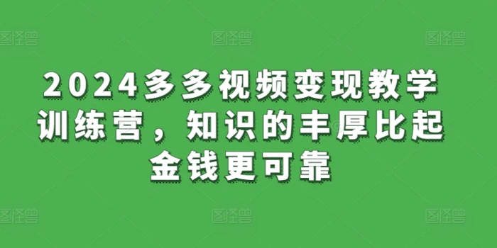 图片[1]-2024多多视频变现教学训练营，知识的丰厚比起金钱更可靠-蛙蛙资源网