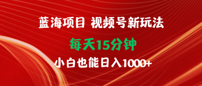 图片[1]-（9813期）蓝海项目视频号新玩法 每天15分钟 小白也能日入1000+-蛙蛙资源网