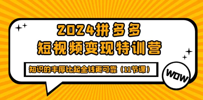 图片[1]-（9817期）2024拼多多短视频变现特训营，知识的丰厚比起金钱更可靠（11节课）-蛙蛙资源网