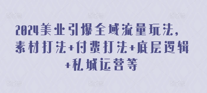 图片[1]-2024美业引爆全域流量玩法，素材打法 付费打法 底层逻辑 私城运营等-蛙蛙资源网