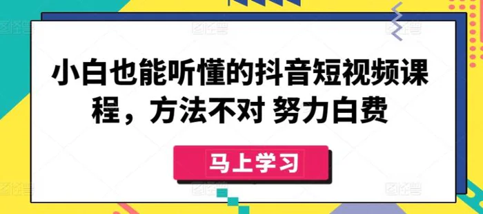 图片[1]-小白也能听懂的抖音短视频课程，方法不对 努力白费-蛙蛙资源网