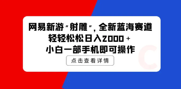 图片[1]-（9936期）网易新游 射雕 全新蓝海赛道，轻松日入2000＋小白一部手机即可操作-蛙蛙资源网