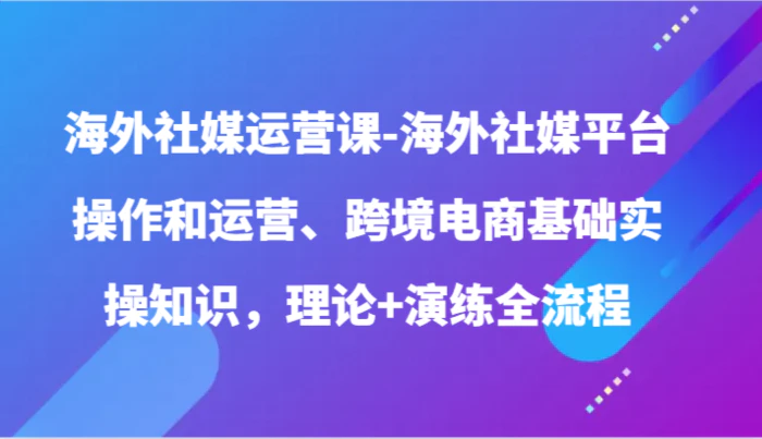 图片[1]-海外社媒运营课-海外社媒平台操作和运营、跨境电商基础实操知识，理论+演练全流程-蛙蛙资源网