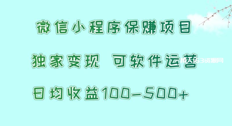 图片[1]-微信小程序保赚项目，日均收益100~500+，独家变现，可软件运营-蛙蛙资源网