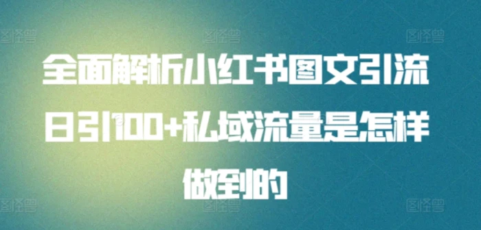 图片[1]-全面解析小红书图文引流日引100+私域流量是怎样做到的-蛙蛙资源网