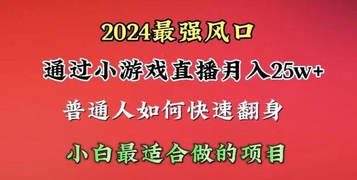 图片[1]-（10020期）2024年最强风口，通过小游戏直播月入25w+单日收益5000+小白最适合做的项目-蛙蛙资源网