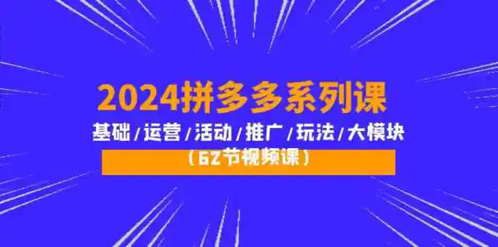 图片[1]-2024拼多多系列课：基础/运营/活动/推广/玩法/大模块（62节视频课）-蛙蛙资源网