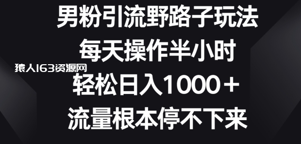 男粉引流野路子玩法，每天操作半小时轻松日入1000+，流量根本停不下来