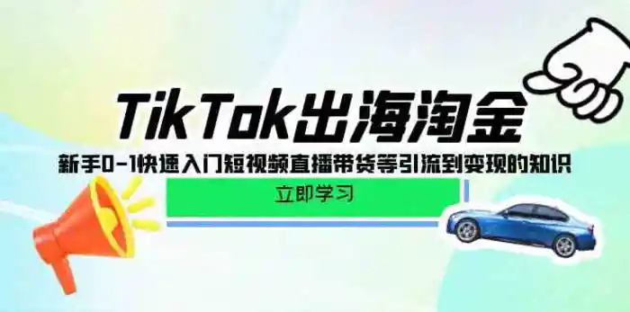 图片[1]-TikTok出海淘金，新手0-1快速入门短视频直播带货等引流到变现的知识-蛙蛙资源网