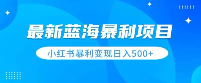 最新暴利蓝海项目，小红书图文变现，轻松实现日收益500+