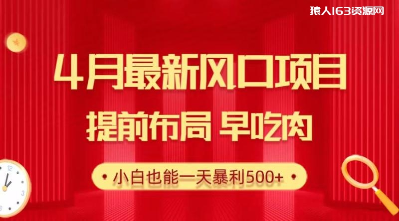 图片[1]-（10137期）28.4月最新风口项目，提前布局早吃肉，小白也能一天暴利500+-蛙蛙资源网