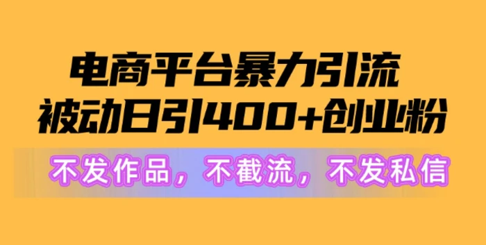 电商平台暴力引流，被动日引400+创业粉不发作品，不截流，不发私信