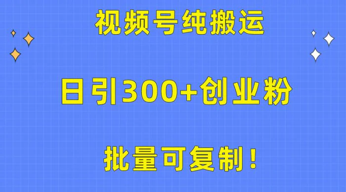 图片[1]-（10186期）批量可复制！视频号纯搬运日引300+创业粉教程！-蛙蛙资源网