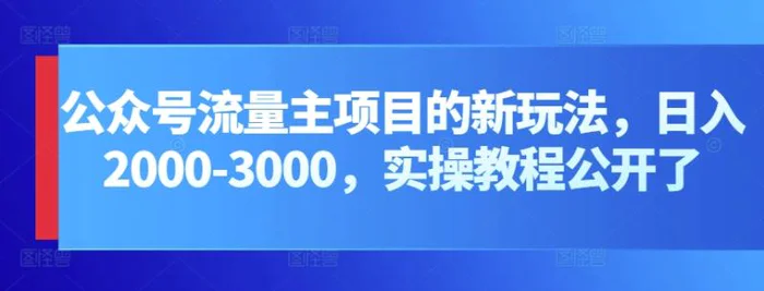 图片[1]-公众号流量主项目的新玩法，日入2000-3000，实操教程公开了-蛙蛙资源网