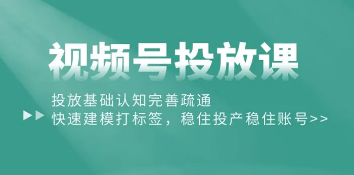 图片[1]-（10205期）视频号投放课：投放基础认知完善疏通，快速建模打标签，稳住投产稳住账号-蛙蛙资源网